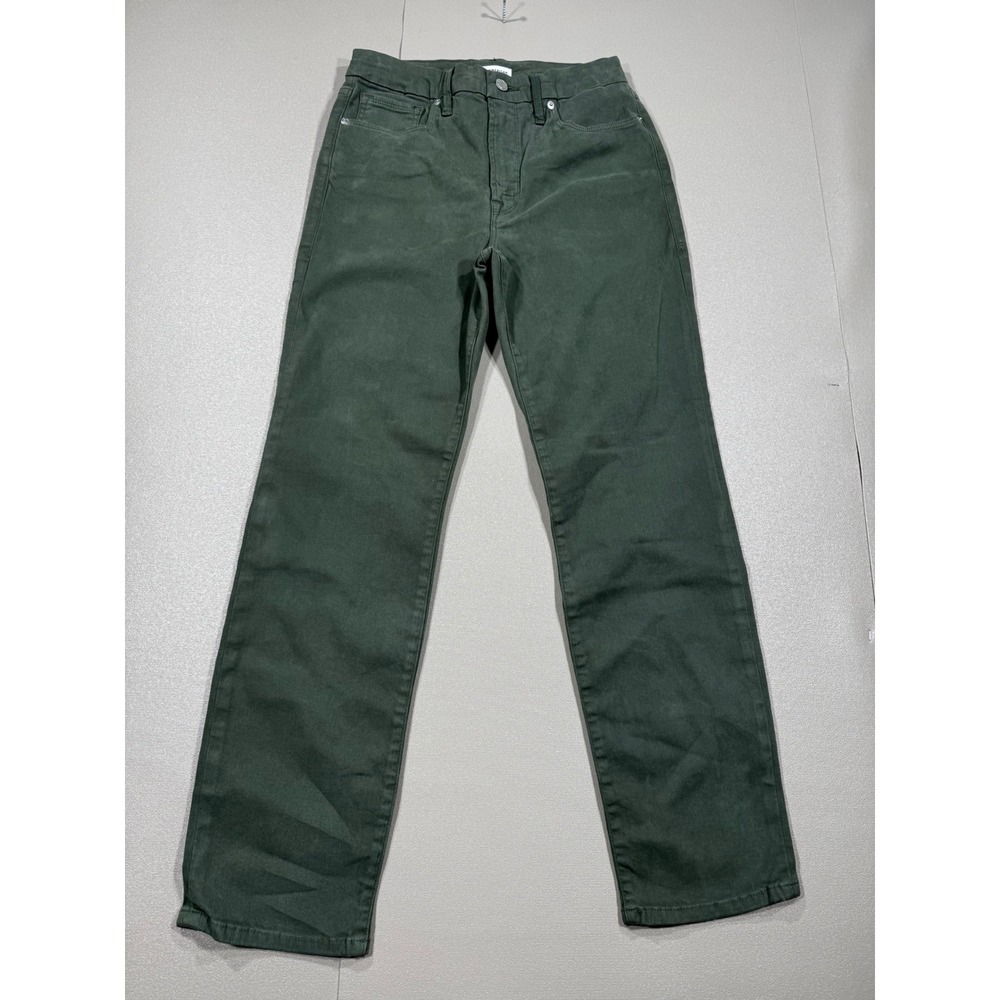 NWT Good American Good Classic Twill Pants Fern Green‎ High Rise Straight Leg